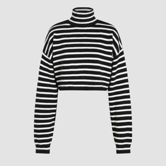 Stripe High Neck Oversized Crop Sweater 💕 - Picture 2 of 5